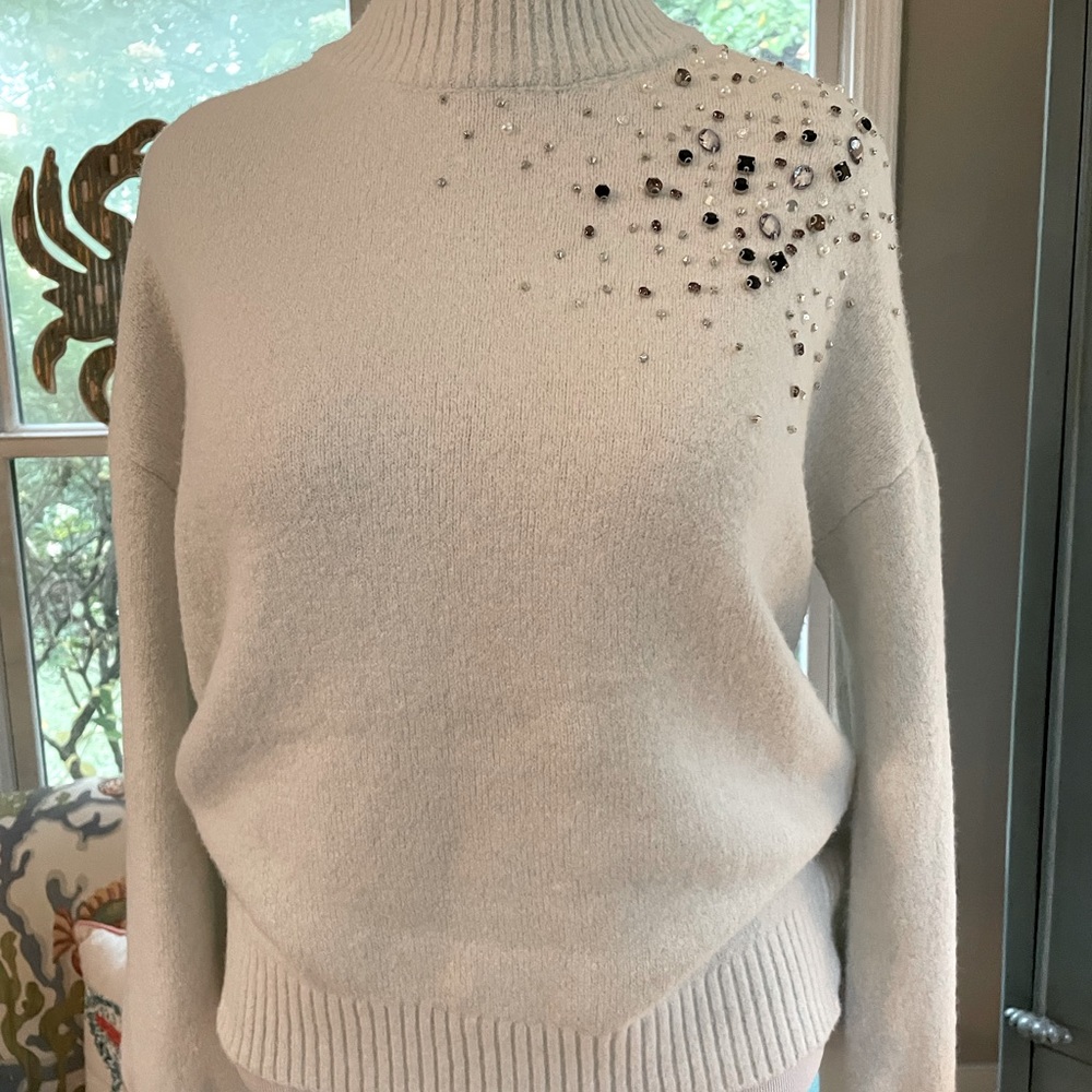Large cream sweater by A New Day with pearls and beads. Very warm